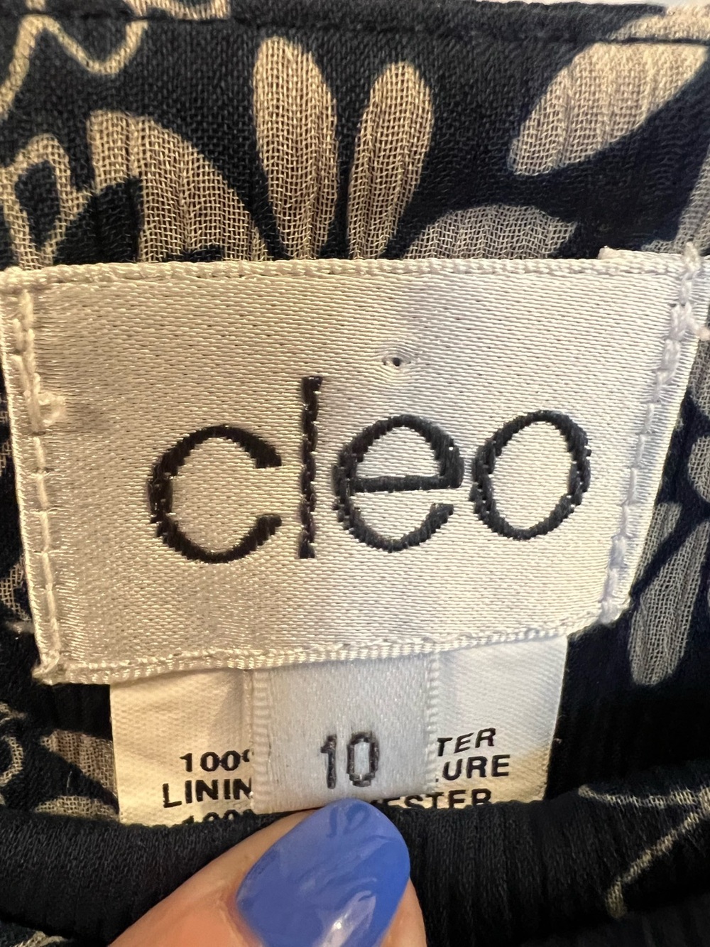CLEO Linen Floral Skirt A-Line Blue White Summer Lightweight 10 - Picture 8 of 8